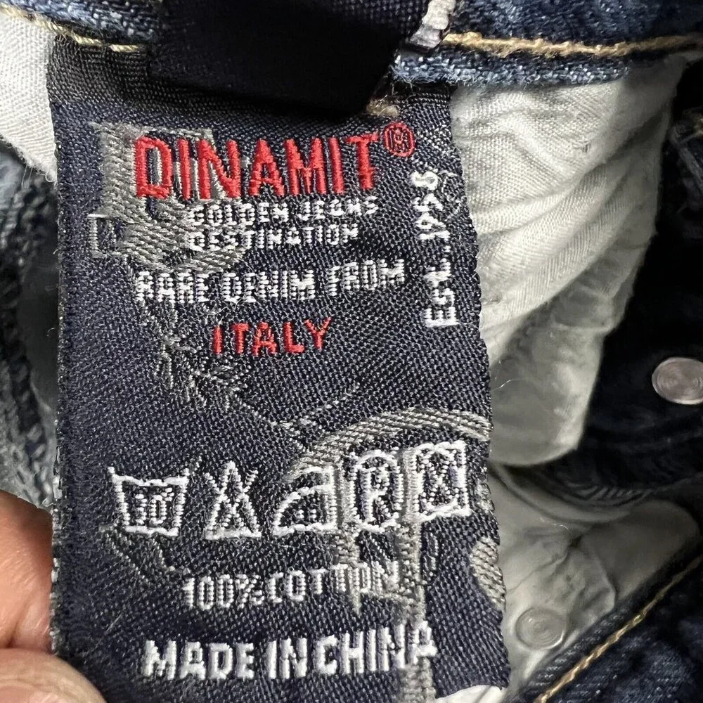 DINAMIT Jeans‎ 34x34 Straight Distressed Acid Denim Blue Italy Casual Pockets
